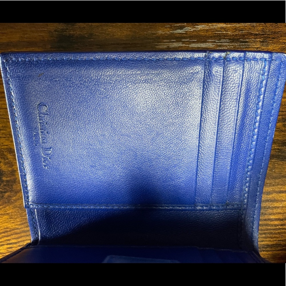 Christian Dior Quilt Lambskin Cannage Lady Dior Eden Wallet Blue - Picture 6 of 10